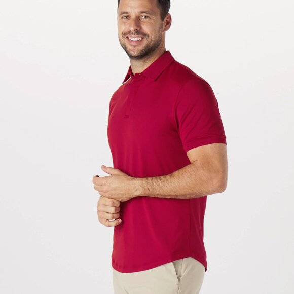 NWT Mantra Polo Shirt Mens Large Red Sleeve Performance Stretch Golf Sport NEW - Picture 1 of 11